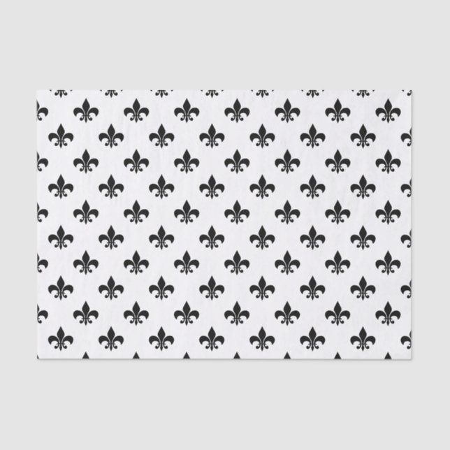 Black Fleur-de-lis on White Tissue Paper (Front)