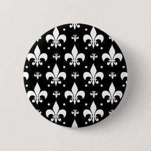 Black Fleur-de-lis Pattern Design 6 Cm Round Badge