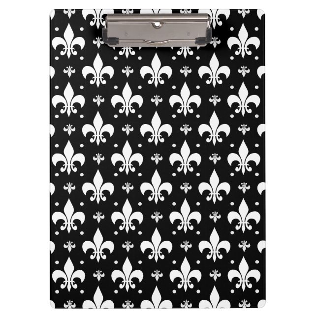 Black Fleur-de-lis Pattern Design  Clipboard (Front)
