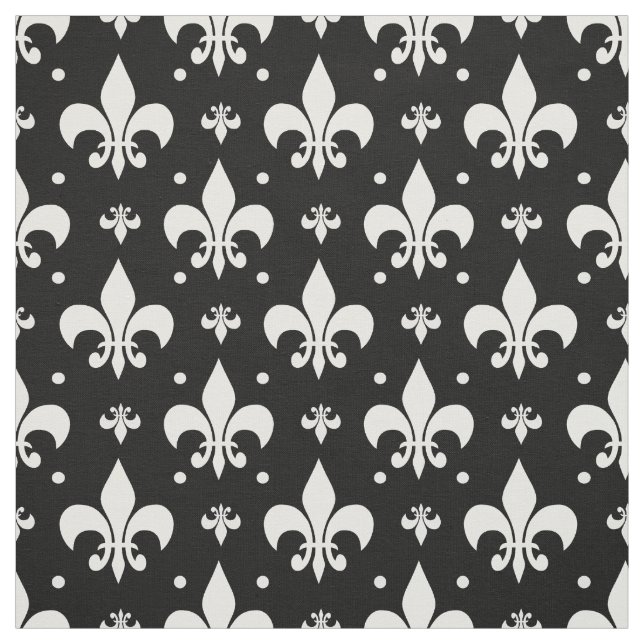 Black Fleur-de-lis Pattern Design  Fabric (Swatch)