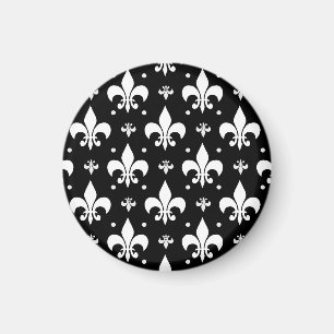 Black Fleur-de-lis Pattern Design Magnet
