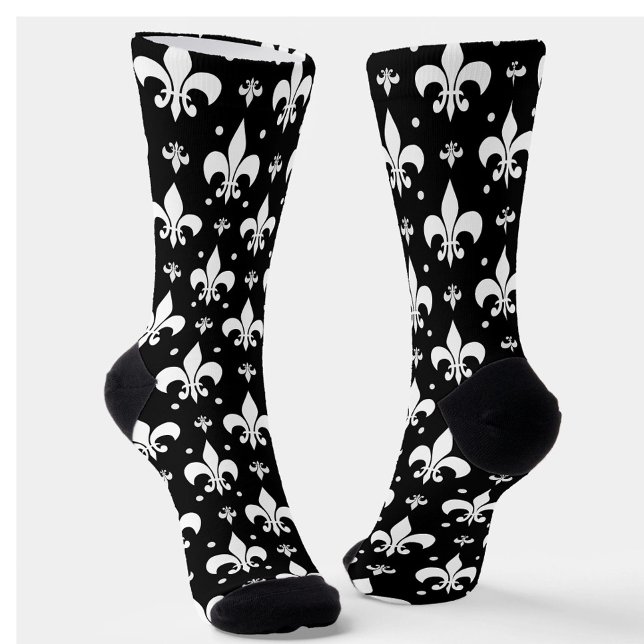 Black Fleur-de-lis Pattern Design  Socks (Creator Uploaded)