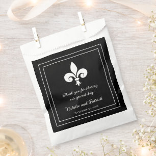 Black Fleur de Lis Wedding Favour Bags
