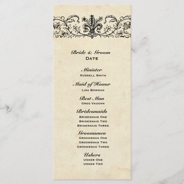 Black Fleur Wedding Program Programme (Front)