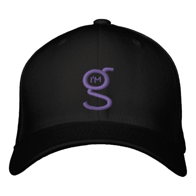 Black Flex Fit Cap w Grey Embroidered Logo (Front)