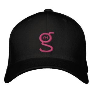 Black Flex Fit Cap w Pink Embroidered Logo