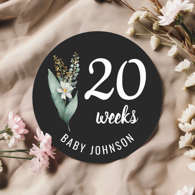 Black Floral 20-21 Weeks Pregnancy Milestone Sign (Creator Uploaded)