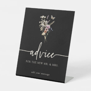 Black Floral Advice Wedding Sign