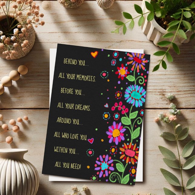 Black Floral All You Need Congrats Inspirational Card (Creator Uploaded)