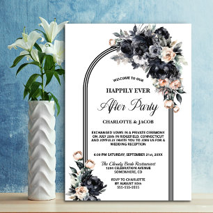 Black Floral Arch Wedding After Party Invitation