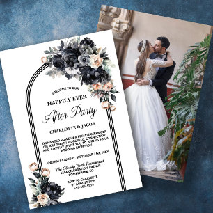 Black Floral Arch Wedding After Party Invitation