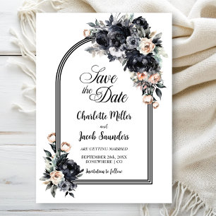 Black Floral Arch Wedding Save the Date