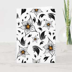 Black Floral Art Greeting Card
