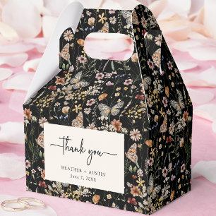 Black Floral Boho Wedding Favour Box