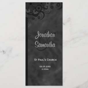 Black Floral Chalkbaord Goth Wedding Programs Programme