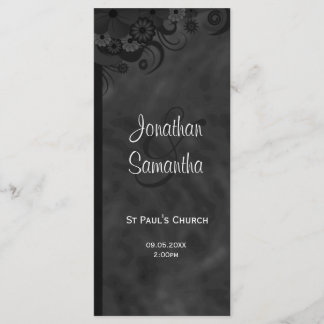 Black Floral Chalkbaord Goth Wedding Programs Programme