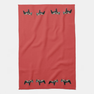 Black Floral Dala Horse MoJo Kitchen towel