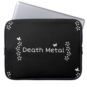 Black Floral "Death Metal" with Butterflies Laptop Sleeve
