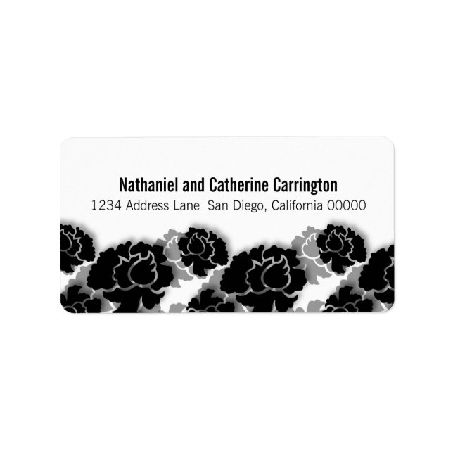 Black Floral Decadence Address Labels (Front)