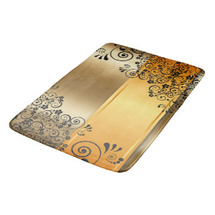 Black floral decor bath mat