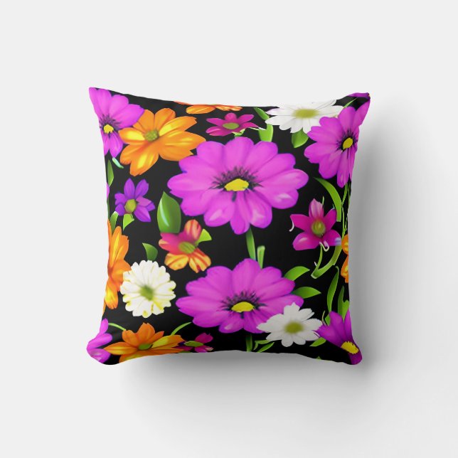 Black Floral Design Collections Cushion (Front)