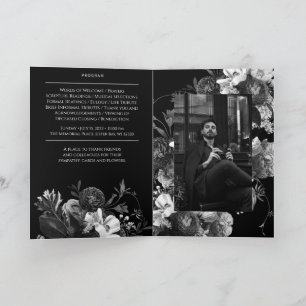 Black Floral Folded Funeral Memorial Program Programme