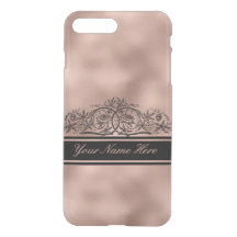 Black Floral Frame on Rose Gold Metal Gradient