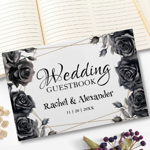 Black Floral Gothic Wedding Guest Book