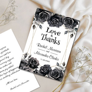 Black Floral Gothic Wedding Thank You Cards