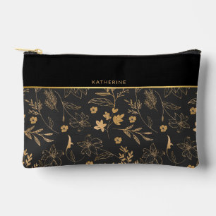 Black Floral Grace Maid of honor Accessory Pouch