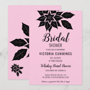 Black Floral Hibiscus Invitation