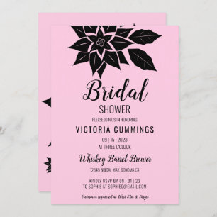 Black Floral Hibiscus Invitation