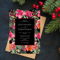 Black Floral Holly Berries Christmas Wedding