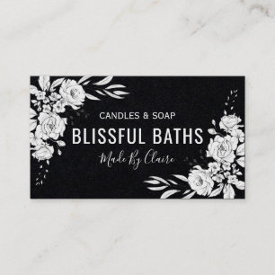 Black Floral Homemade Soap And Candle Business Card