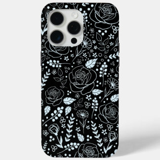 Black Floral IPhone 15 Pro Max Case