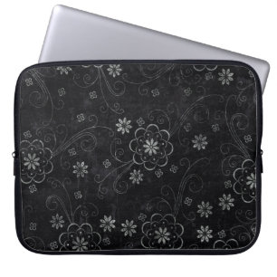 Black Floral Laptop Sleeve Protective Case