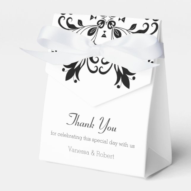 Black Floral Mandala Favour Box (Front Side)