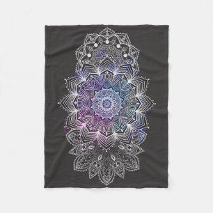 Black Floral Mandala Fleece Blanket