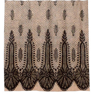 black floral mesh print shower curtain