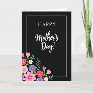 Black Floral Mothers Day Card