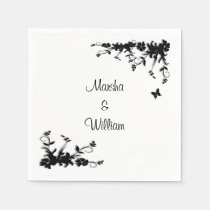 Black Floral Napkin