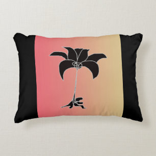 Black Floral Pastel Gradient Decorative Cushion
