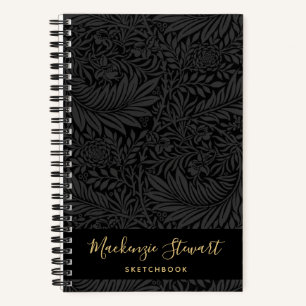 Black Floral Pattern Sketchbook Notebook