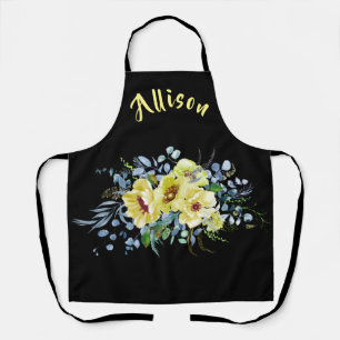 Black Floral Personalised  Apron