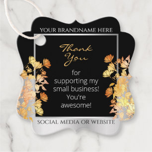 Black Floral Product Supplies Orange Silver Colour Favour Tags