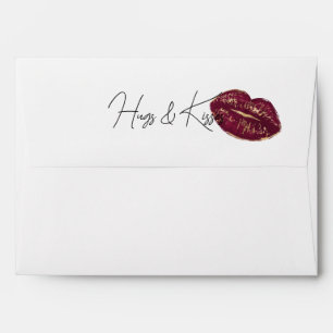 Black Floral Red Lips Kiss Envelope