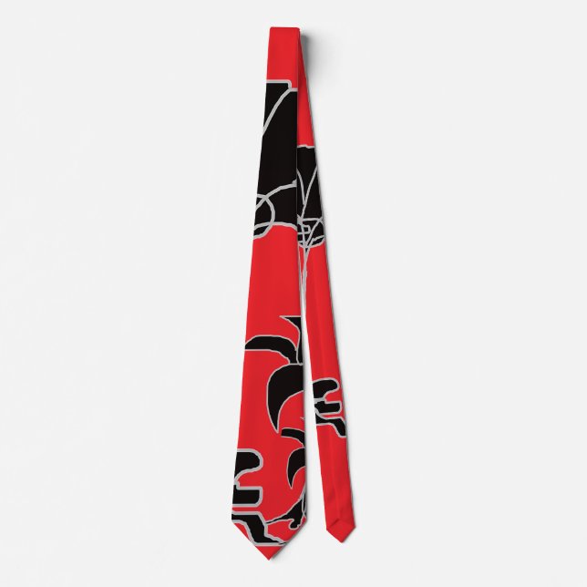  Black Floral Red  Tie (Front)