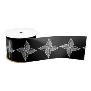 Black Floral Ribbon, Large Satin Ribbon