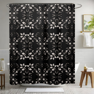 Black Floral Shower Curtain Style 2