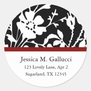 Black Floral Top Address Labels